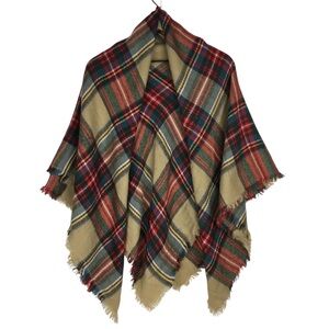 BLANKET SCARF Tartan Plaid Fringe Oversized Holiday Festive Christmas Cozy Shawl